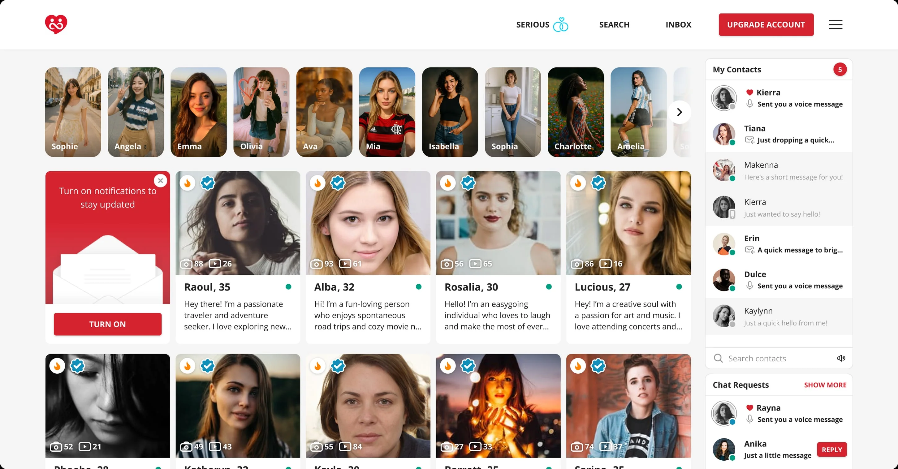 The same homepage with the clips row in that slot
